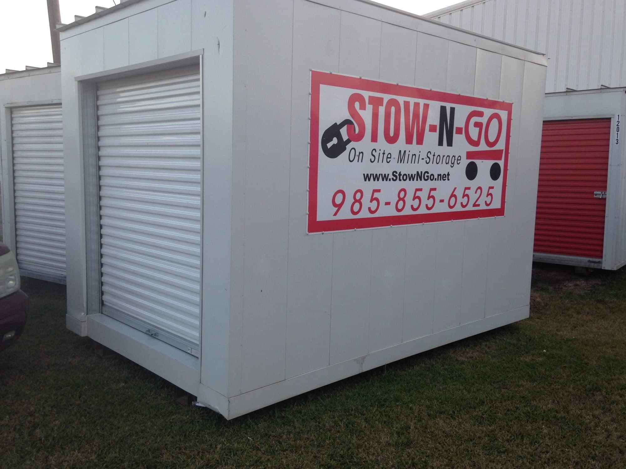 Rows of Stow-N-Go portable storage units at the Raceland, Louisiana yard